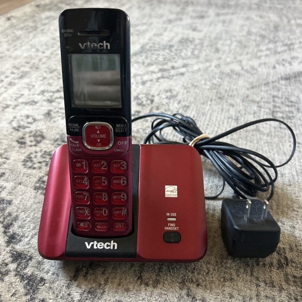 Vtech Digital Handset Cordless Phone System CS6519-16 Red